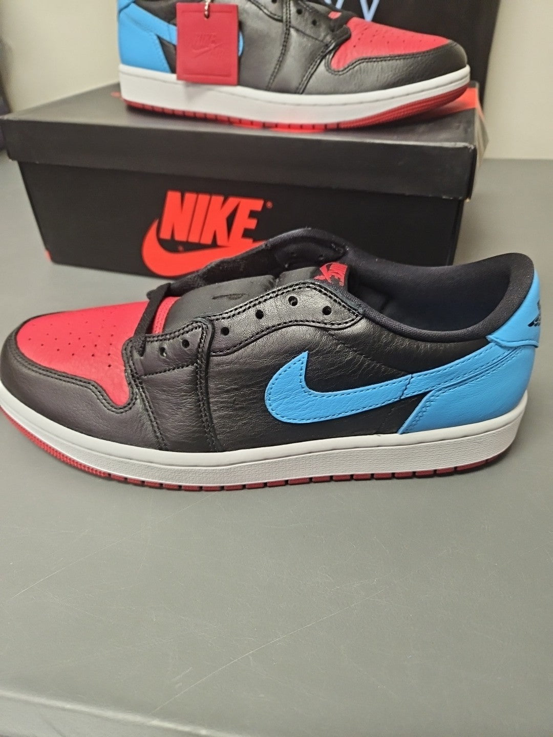 New Air Jordan 1 Retro Low OG - Black/DK Powder Blue-Gym Red - Women’s Size 11