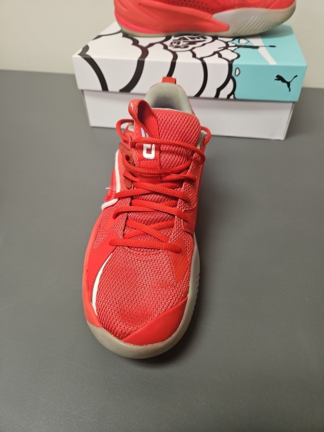 Size 9.5 M: Puma RS Dreamer J Cole Summer Hustle-Blood Sweat Tears-Fiery Red