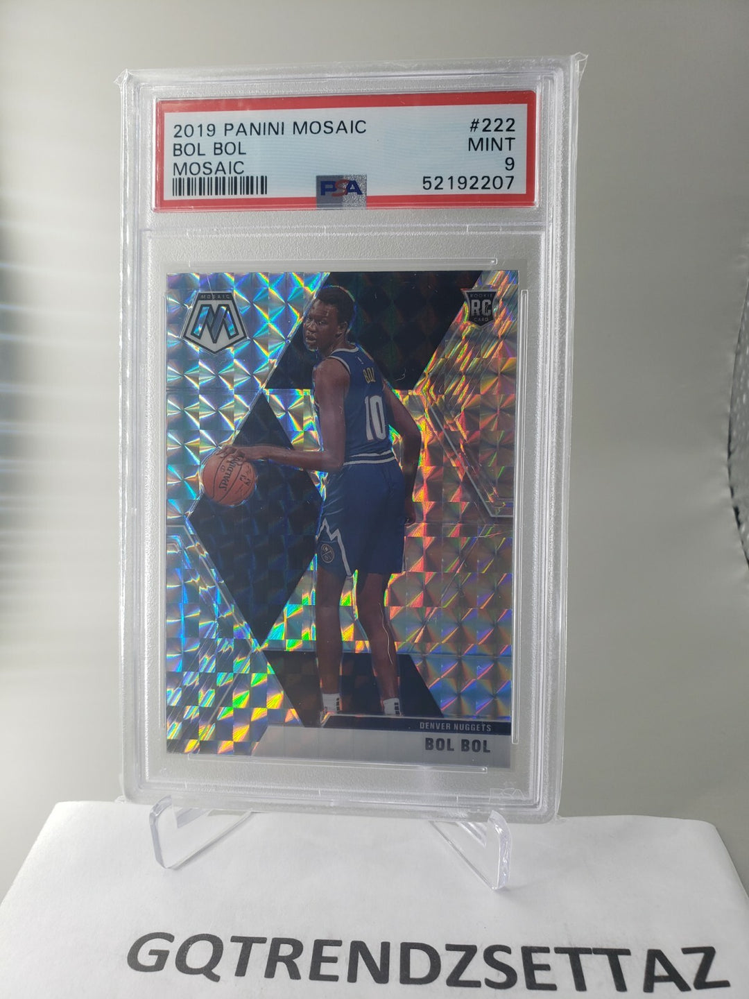 Bol Bol 2019 20 Panini Mosaic #222 RC Rookie Silver Mosaic Prizm PSA 9 Nuggets