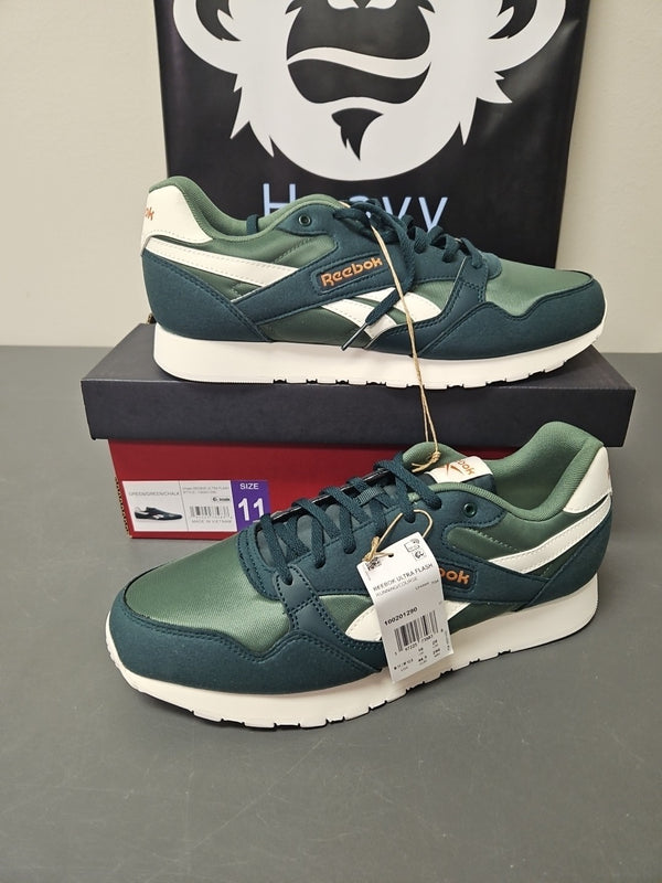 NEW Size Men 11 Women 12.5 Reebok Unisex Ultra Flash  (Green/Chalk) Shoes