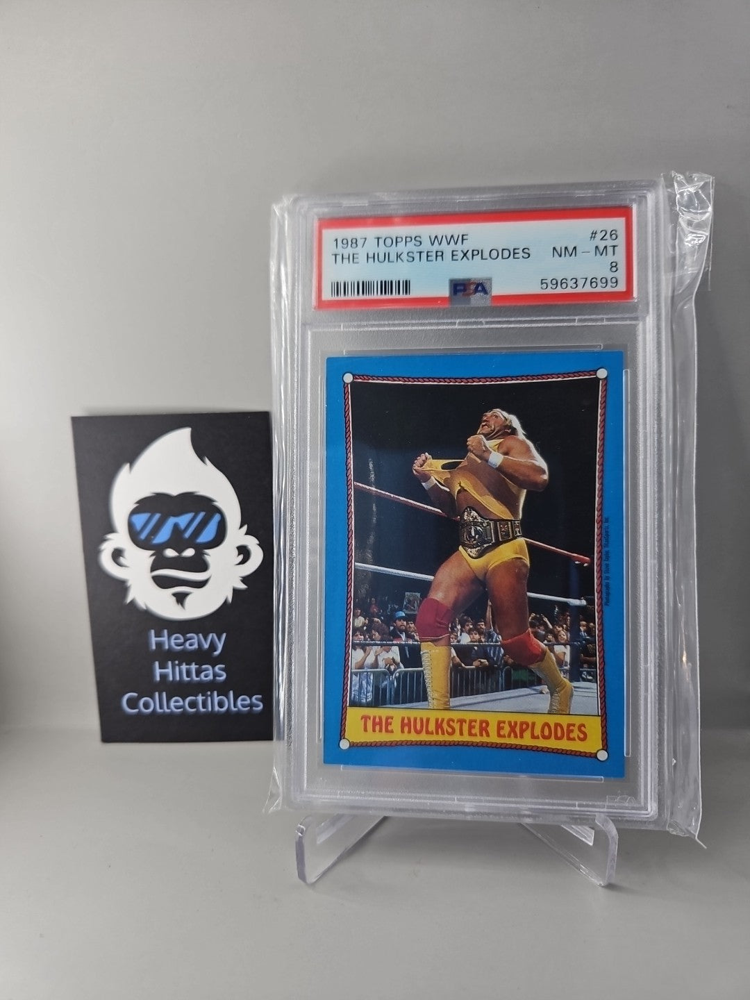 Hulk Hogan 1987 Topps WWF #26 The Hulkster Explodes - PSA 8