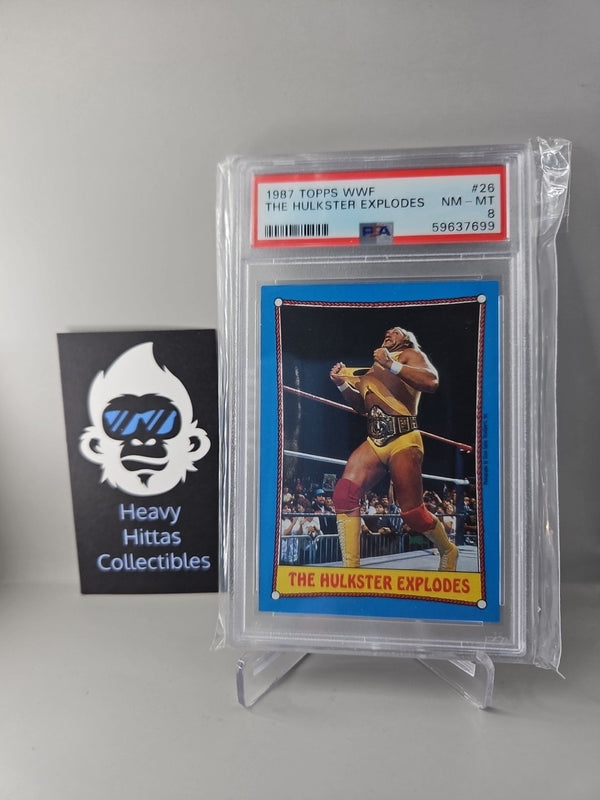 Hulk Hogan 1987 Topps WWF #26 The Hulkster Explodes - PSA 8