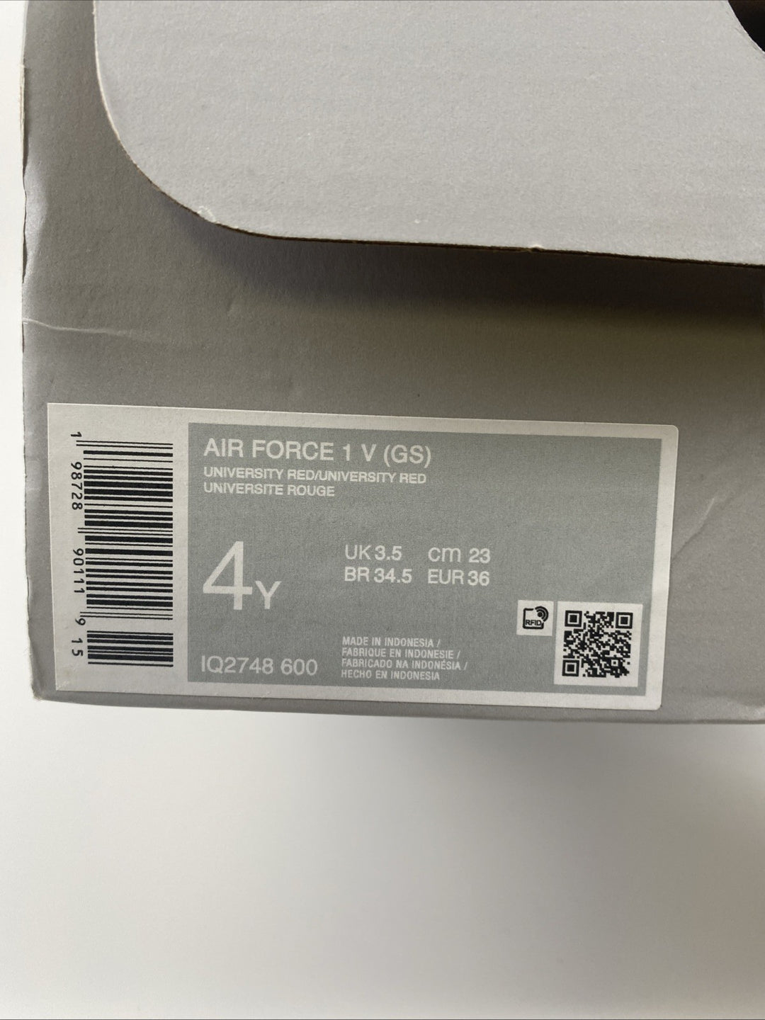 NEW Size 4Y Nike GS Air Force 1 Valentine's Day University Red IQ2748-600