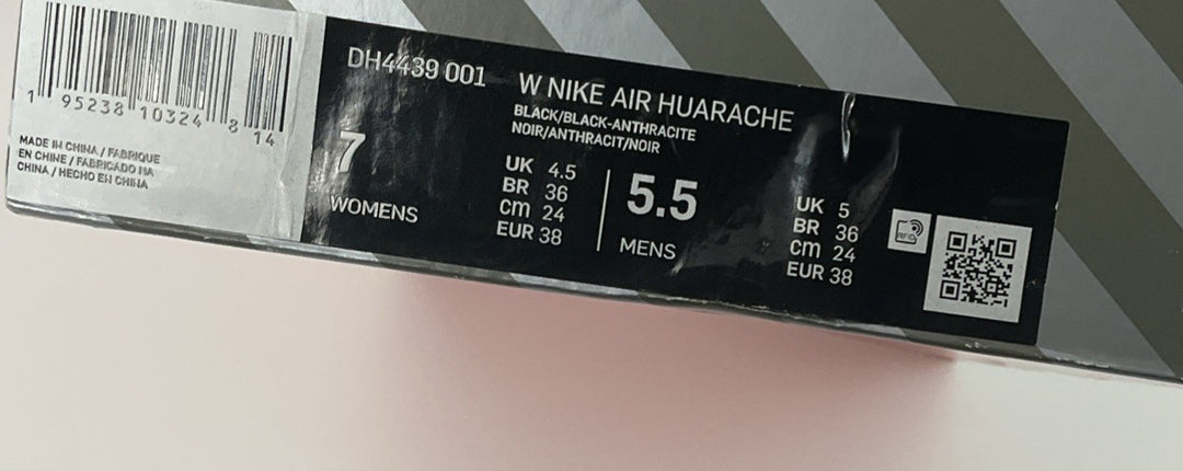 New Size 7 Women's Nike Air Huarache Box No Lid Black DH4439-001