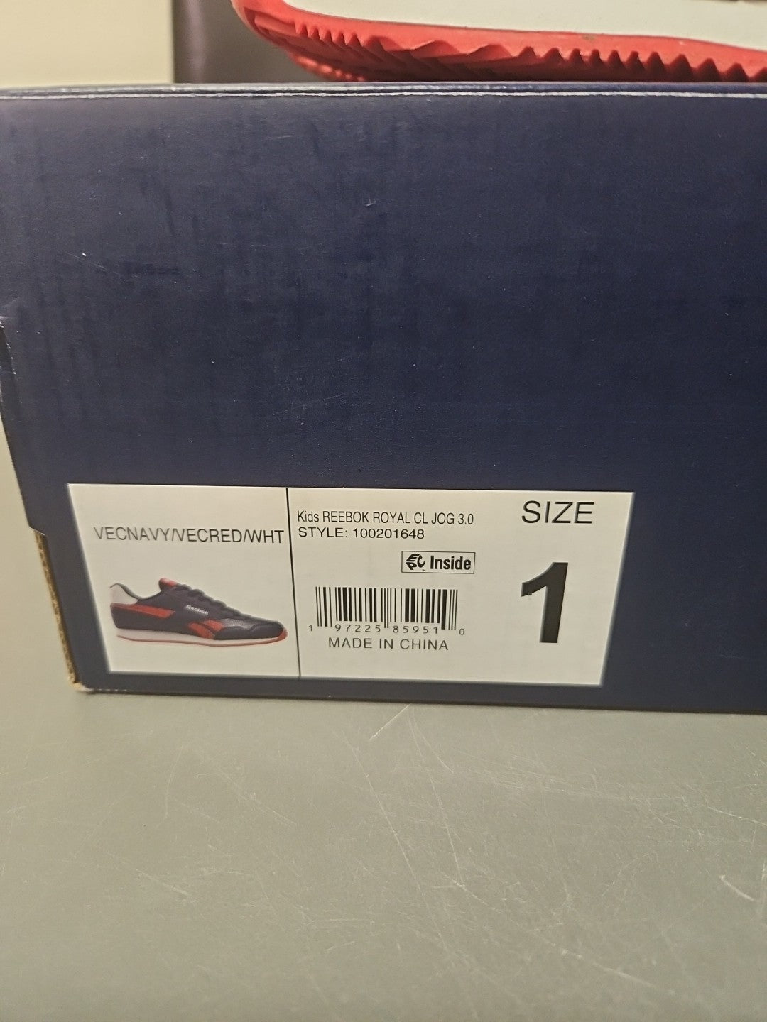 Brand New Size 1 Kids Reebok Royal CL Jog 3.0 (Navy/Red/White) Shoes