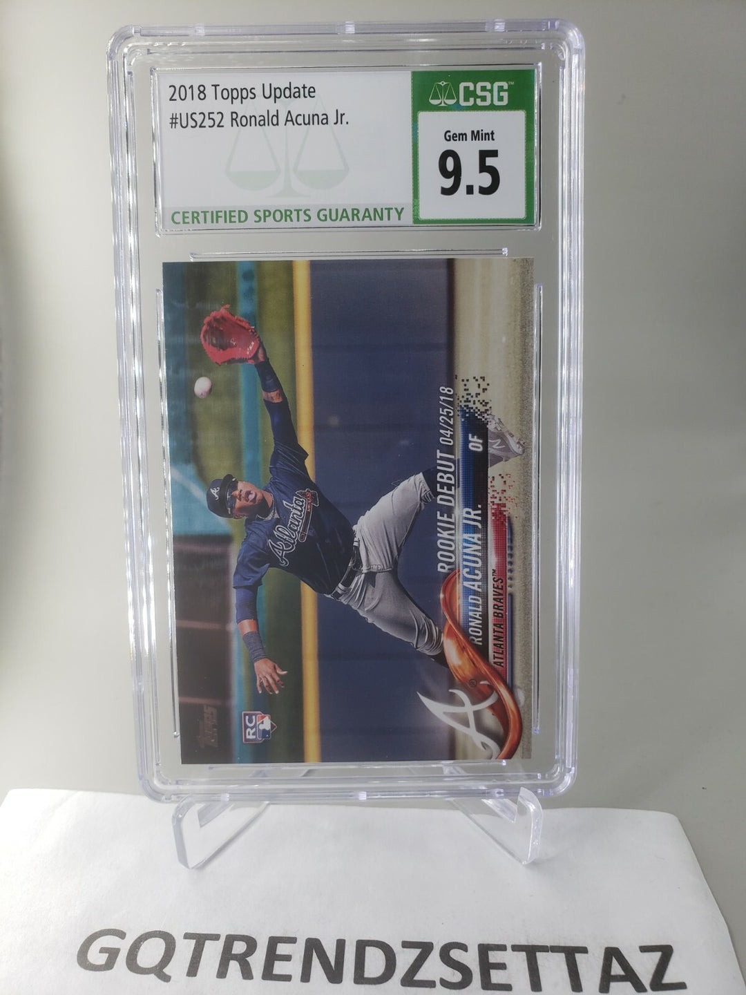 Ronald Acuna Jr. 2018 Topps Update US252 Rookie Debut RC Braves CSG 9.5 GEM MINT