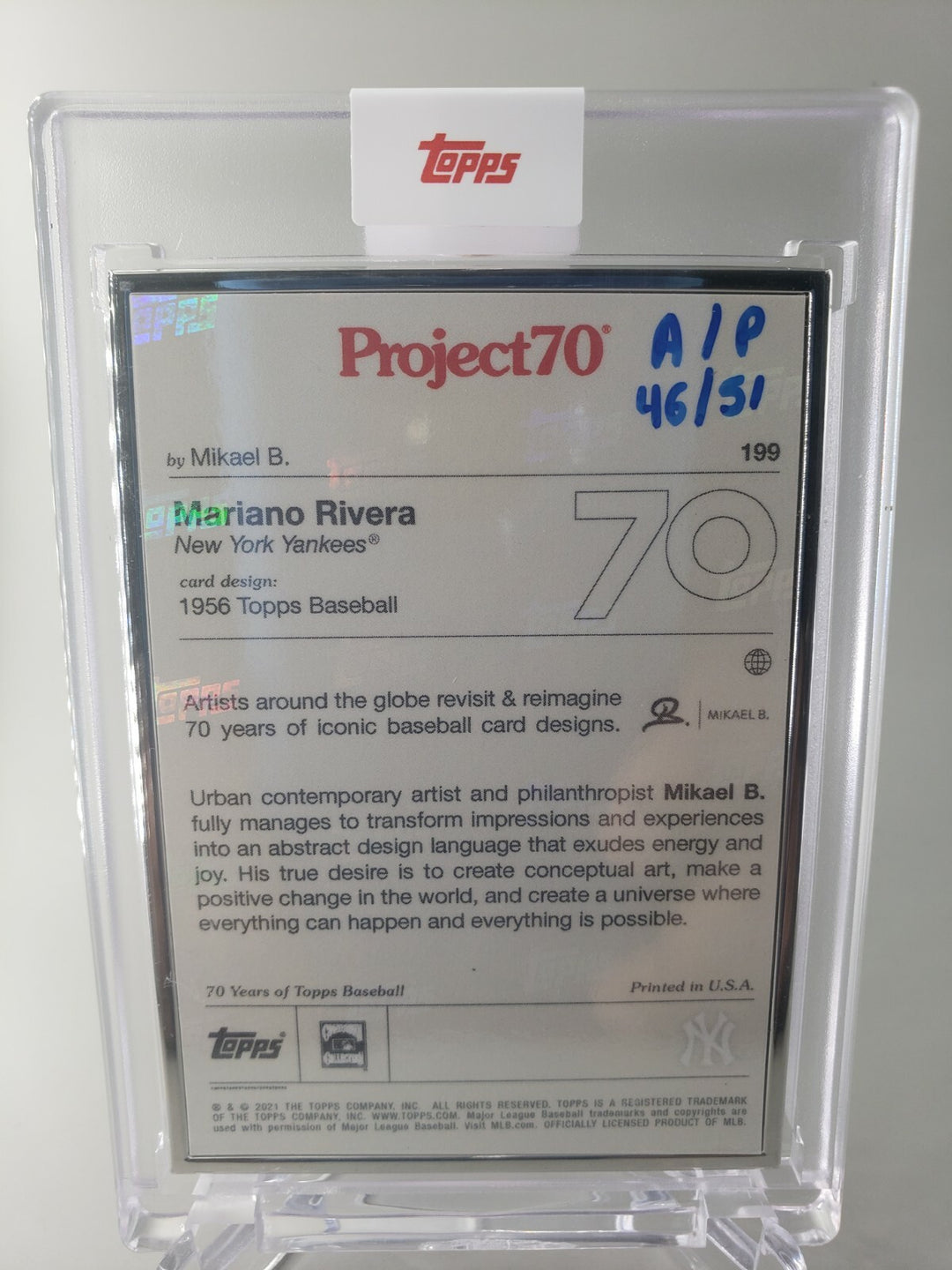 TOPPS PROJECT 70 SILVER ARTIST PROOF MARIANO RIVERA by MIKAEL B 1956 Topps /51