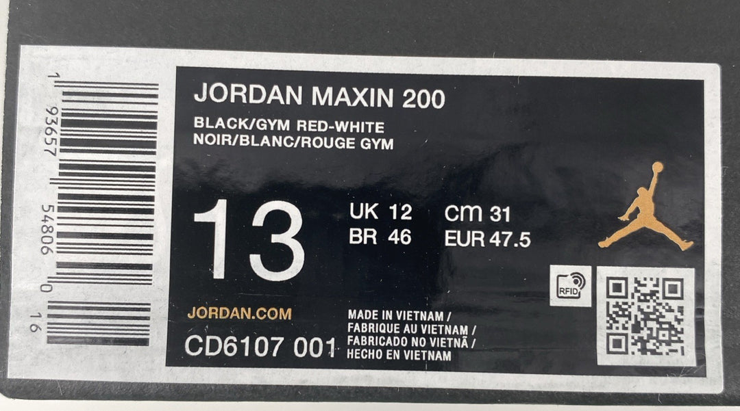 New Size 13 Men's Air Jordan Maxin 200 Black Gym Red  CD6107 001