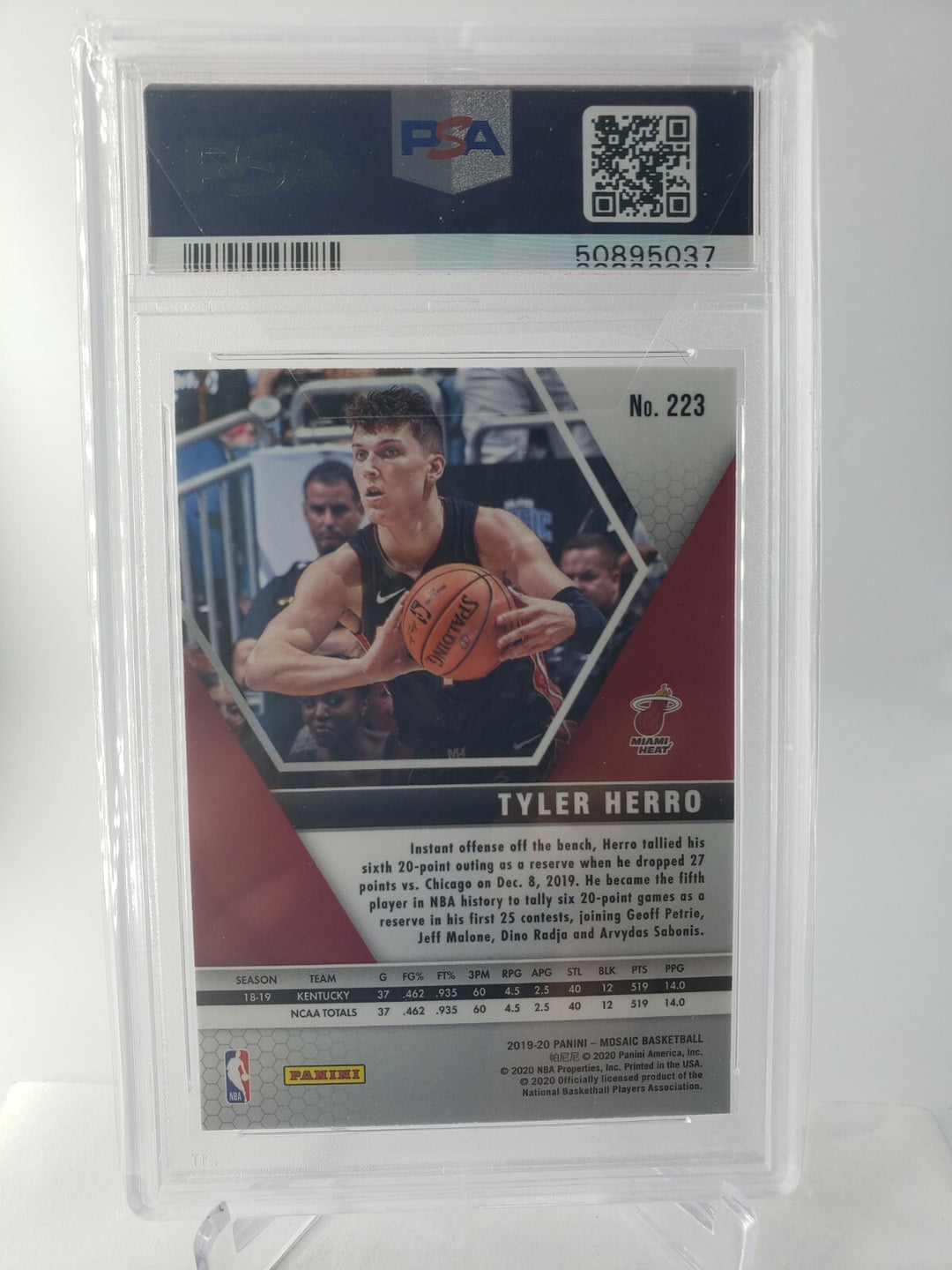 2019 Panini Prizm Mosaic #223 Tyler Herro Black Jersey Rookie PSA 9 Mint Heat