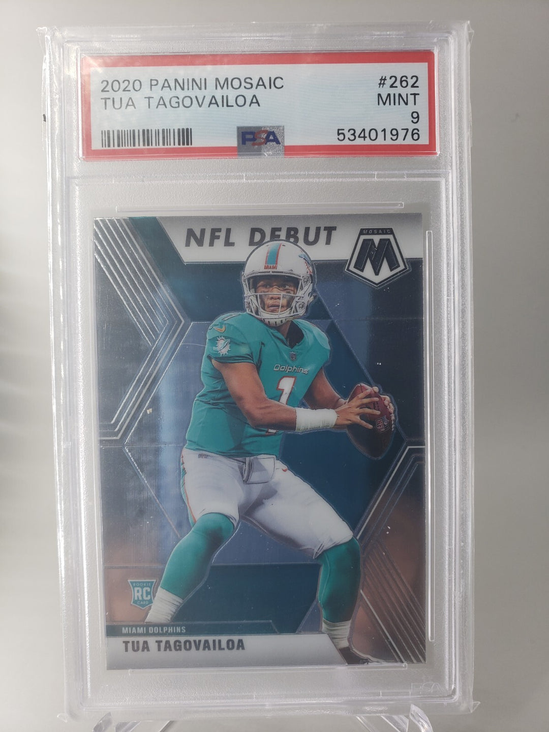 2020 Panini Mosaic Tua Tagovailoa Nfl Debut Rookie Card #262 PSA 9 MINT Dolphins