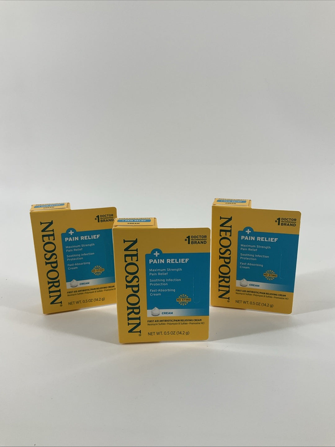 Neosporin + Pain Relief Antibiotic Cream 0.5 oz Expires 08/2027 Lot of 3