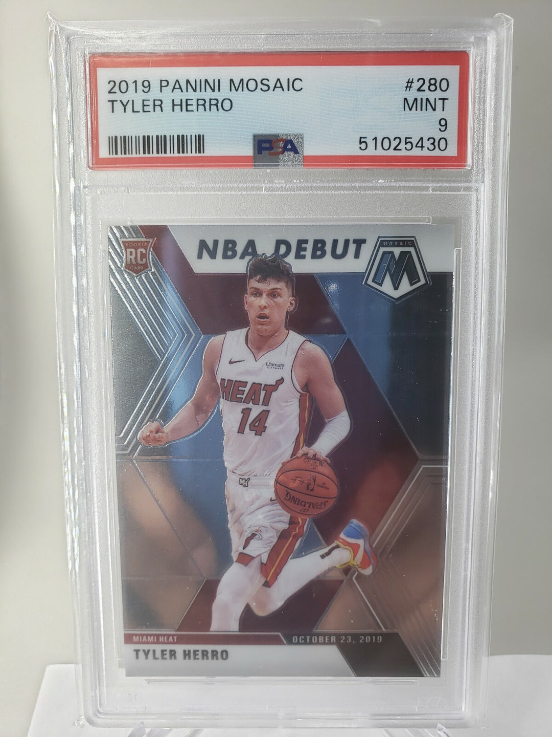 2019-20 Panini Mosaic NBA Debut TYLER HERRO PSA 9 MINT #280 Rookie RC MIAMI HEAT