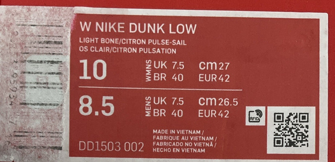 New Size 10 Womens Dunk Low Light Bone Citron Pulse-Sail DD1503-800