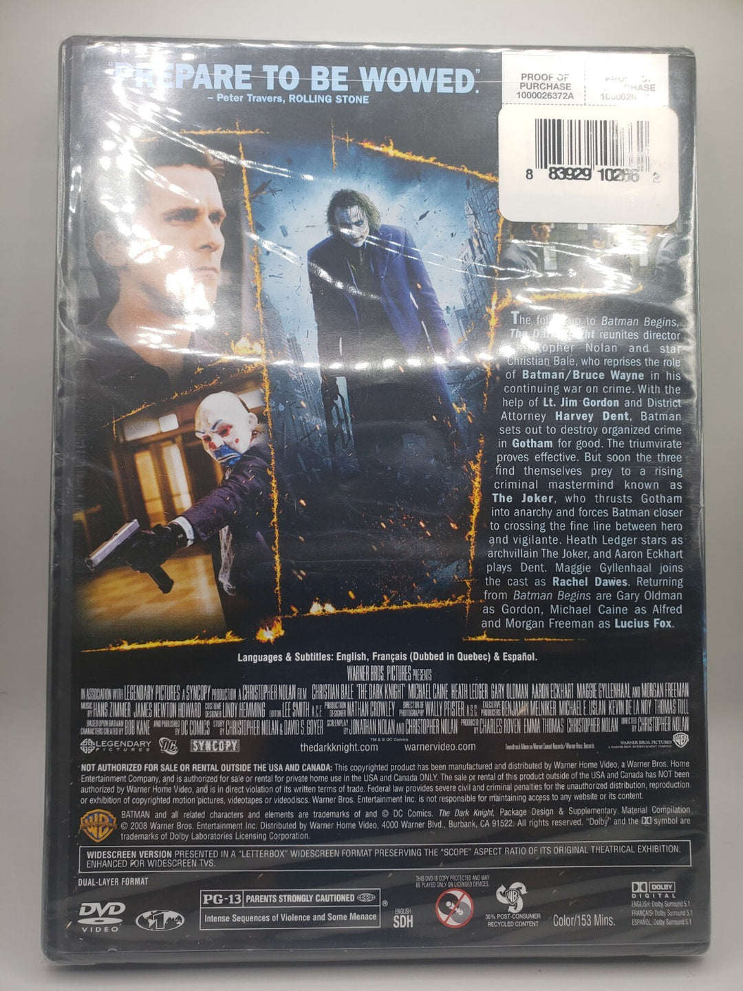 New Sealed The Dark Knight Widescreen Edition DVD Free Shipping