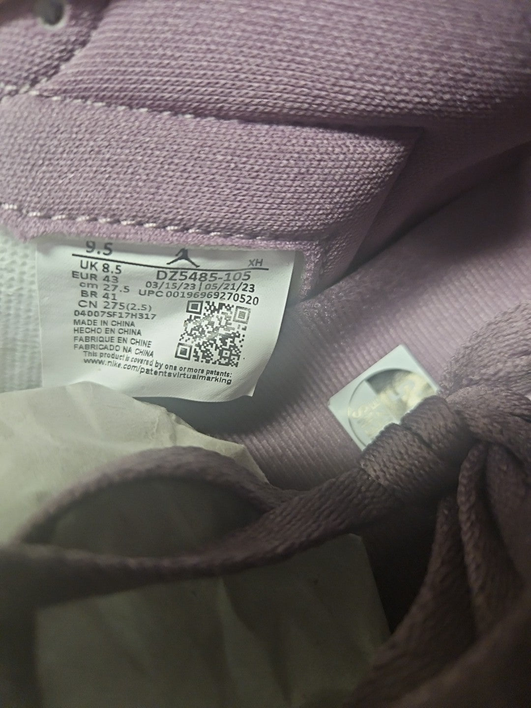 NEW Size 9.5 Men Nike Air Jordan 1 Retro High OG  Sky J Mauve/ White DZ5485-105