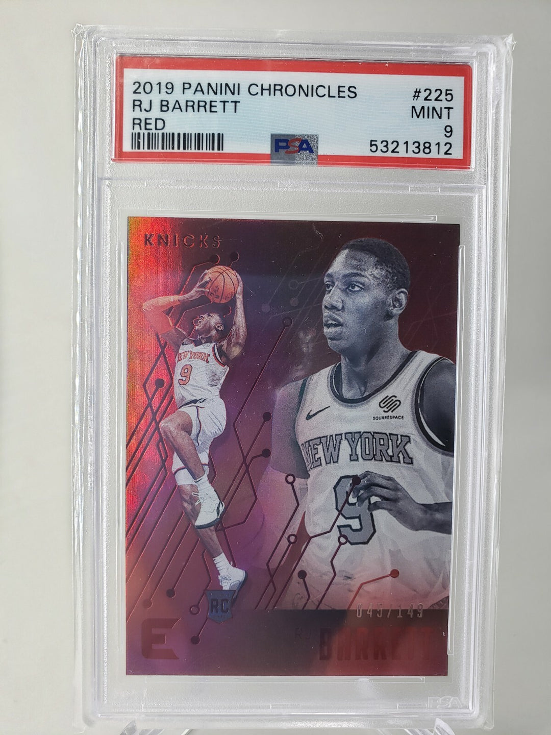 RJ Barrett 2019 Panini Chronicles Essentials Red /149 #225 Rookie PSA 9 POP 3!