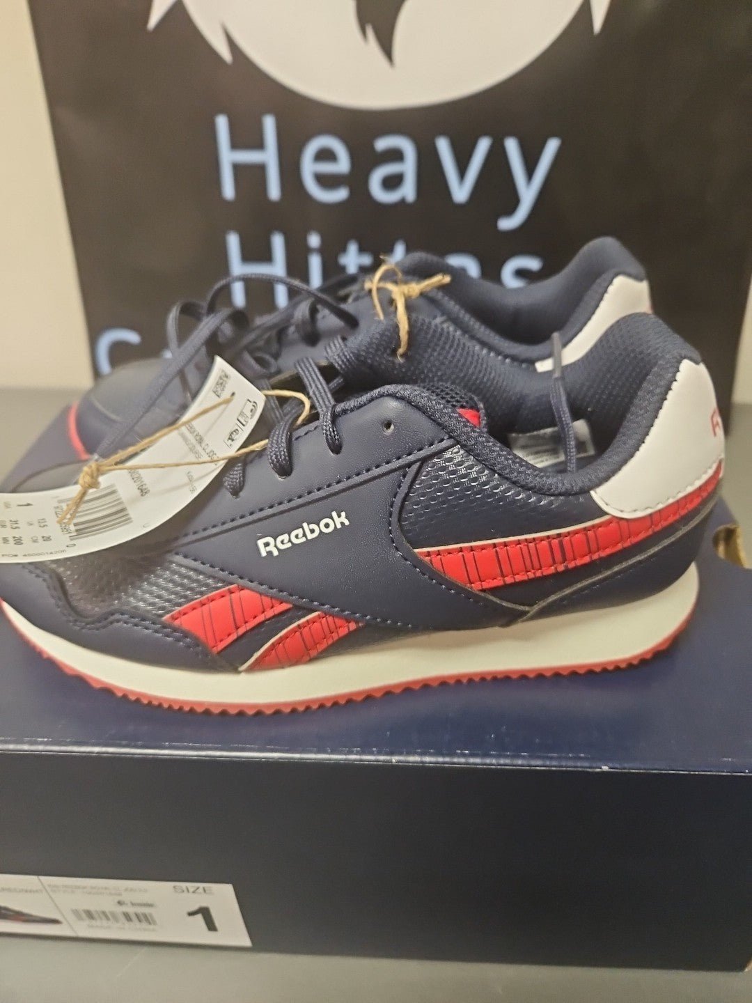 Brand New Size 1 Kids Reebok Royal CL Jog 3.0 (Navy/Red/White) Shoes