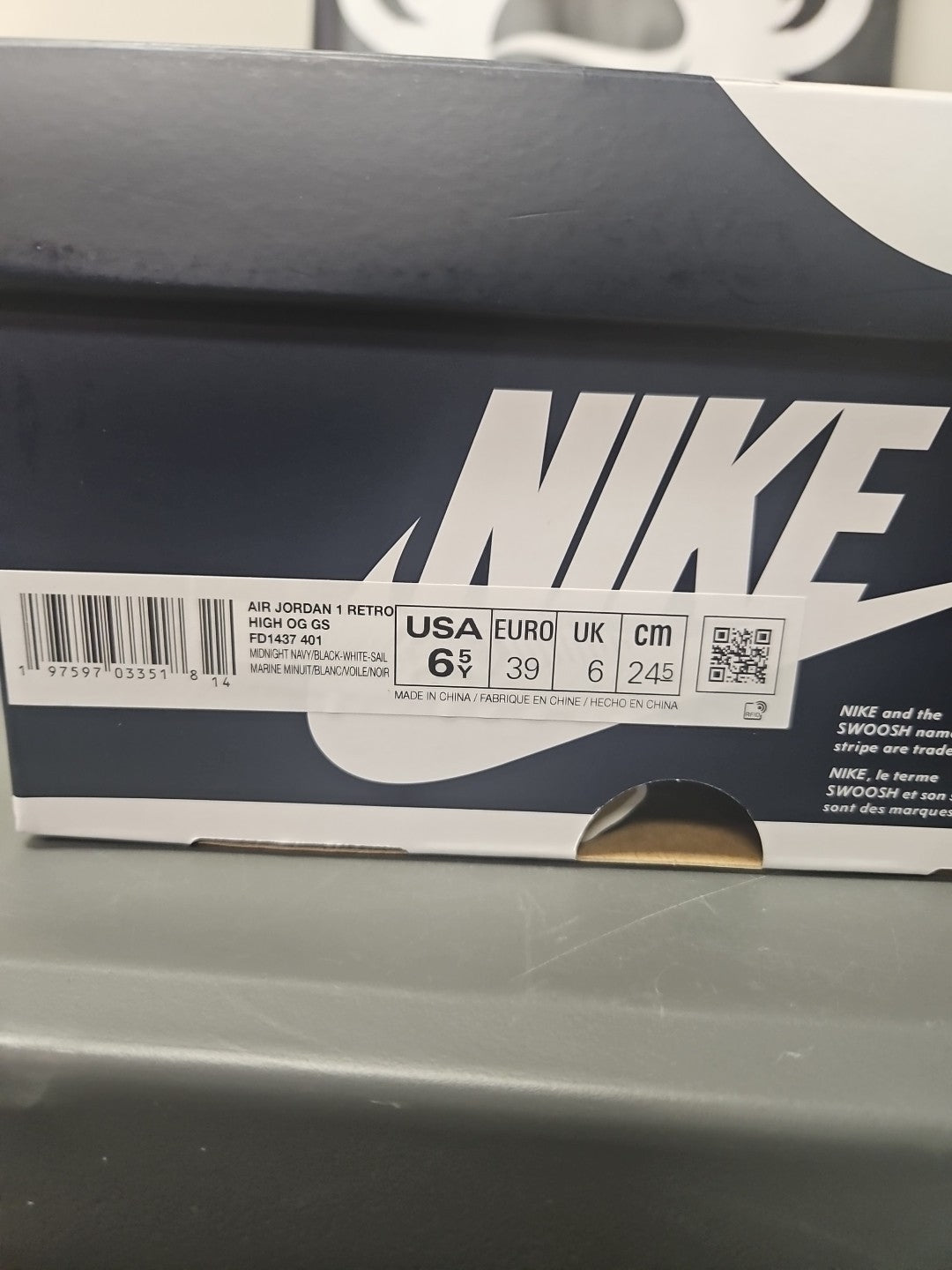 NEW Size 6.5 Youth Nike Air Jordan 1 Retro High OG GS FD1437-401 Midnight Navy
