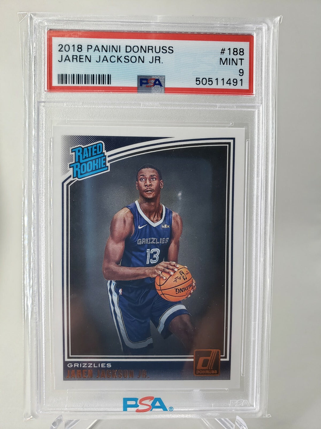 JAREN JACKSON JR. 2018 PANINI DONRUSS #188  Rookie RC GRIZZLIES PSA 9