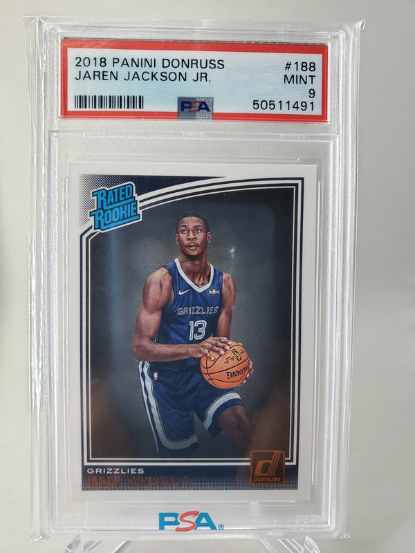 JAREN JACKSON JR. 2018 PANINI DONRUSS #188  Rookie RC GRIZZLIES PSA 9