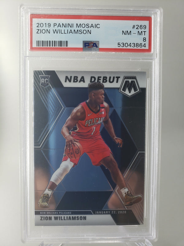 Zion Williamson 2019-20 Panini Mosaic NBA Basketball Debut Rookie PSA 8 Pelicans