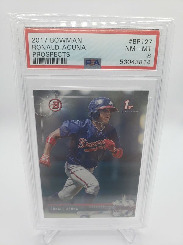 RONALD ACUNA 2017 BOWMAN PROSPECTS #BP127 1ST CARD ROOKIE RC PSA 8 NM-MT