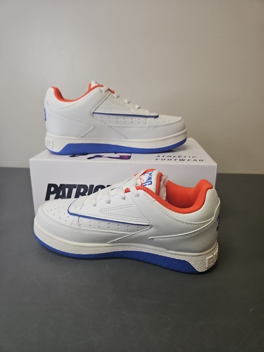 NEW Size 7 Men's Patrick Ewing  Orion Low White/Royal/Orange Shoes 1RBE005-132