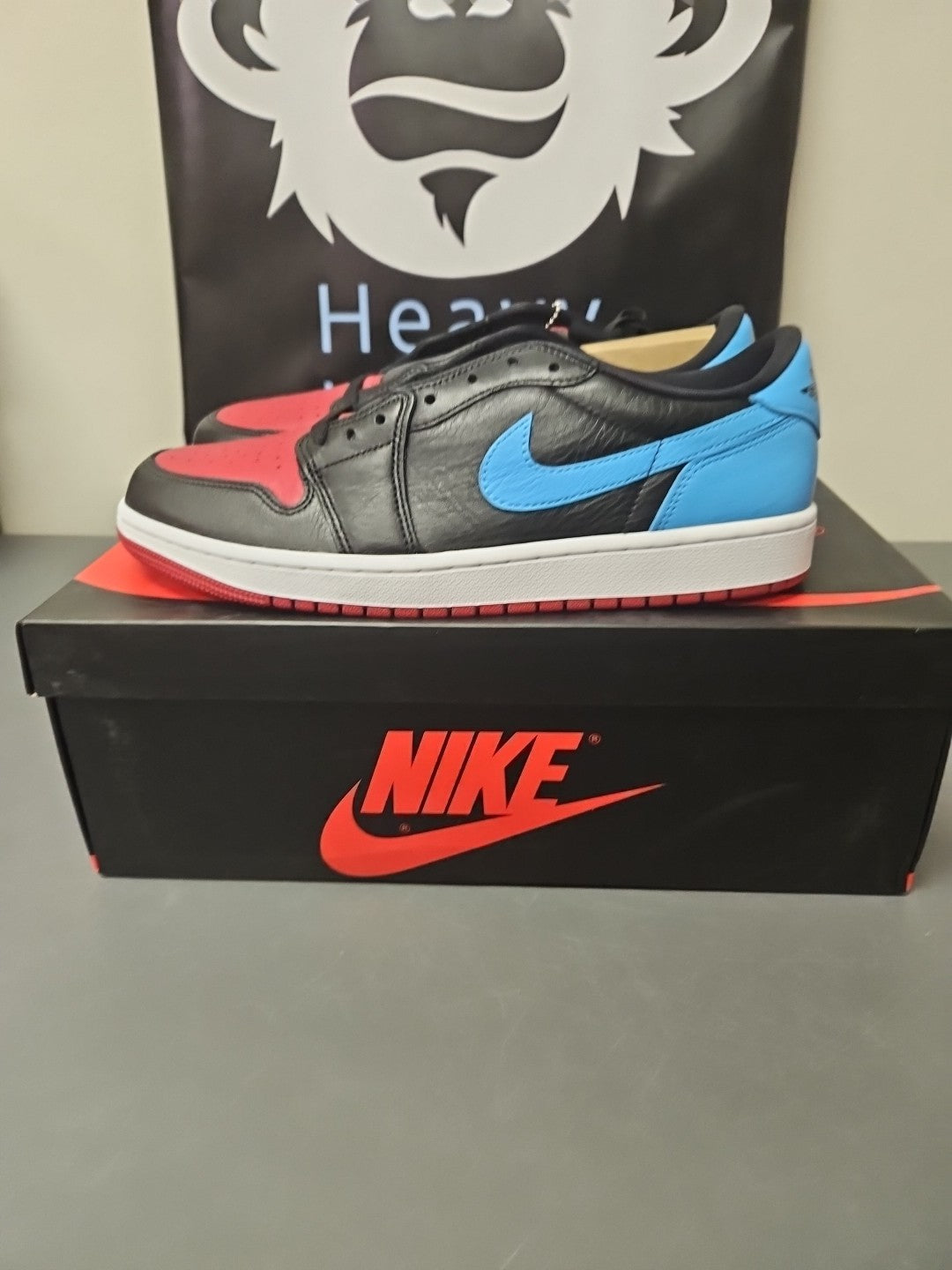 New Air Jordan 1 Retro Low OG - Black/DK Powder Blue-Gym Red - Women’s Size 11