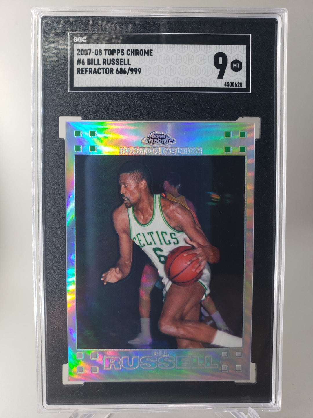 Bill Russell 2007 Topps Chrome #6 Refractor /999 SGC 9