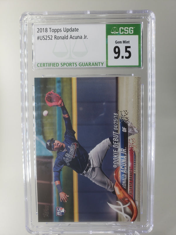 Ronald Acuna Jr. 2018 Topps Update US252 Rookie Debut RC Braves CSG 9.5 GEM MINT