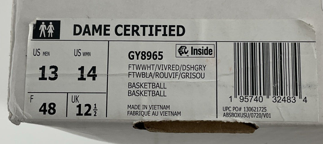 New Size 13 Men Adidas Dame Certified Red Black White GY8965