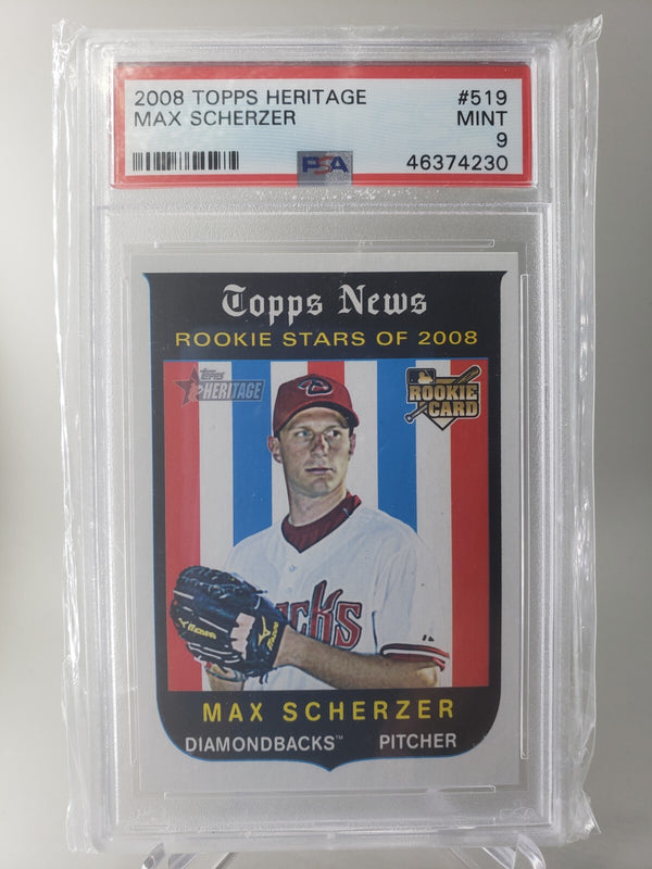 Max Scherzer 2008 Topps Heritage Rookie RC #519 PSA 9 Mint