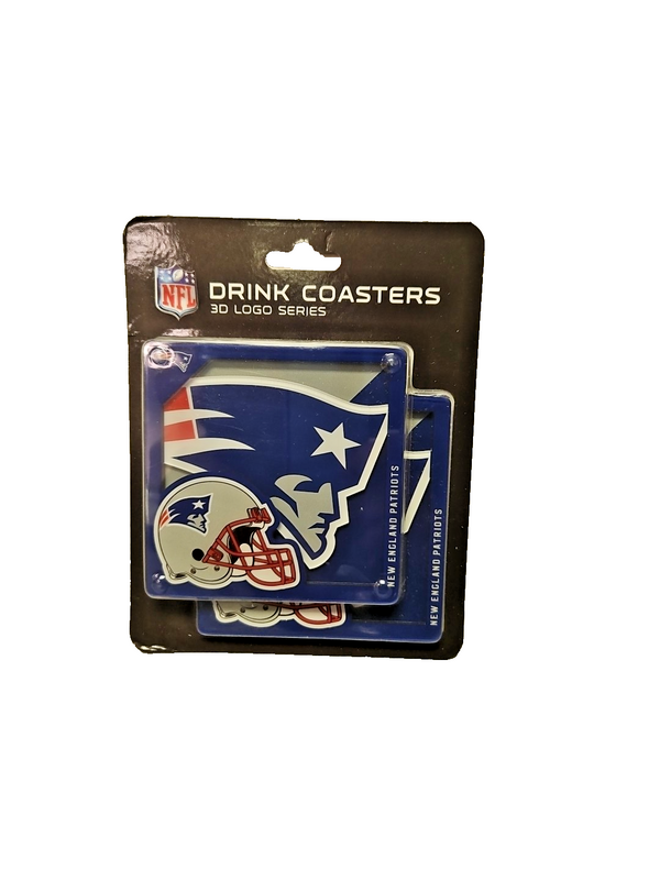 NEW NFL New England Patriots 3D Logo Series Replica Drink Coasters (2 in Pack)