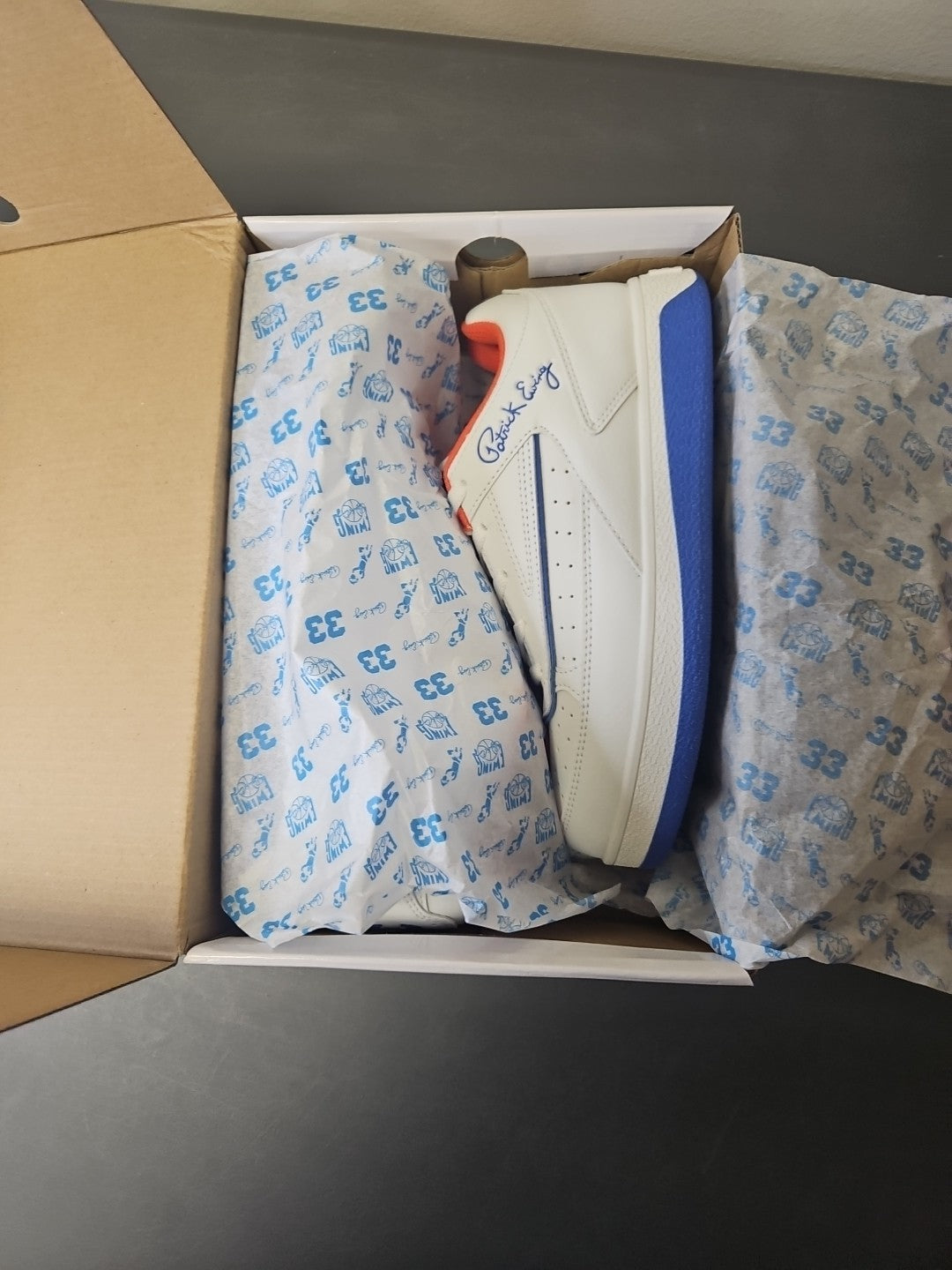NEW Size 7 Men's Patrick Ewing  Orion Low White/Royal/Orange Shoes 1RBE005-132