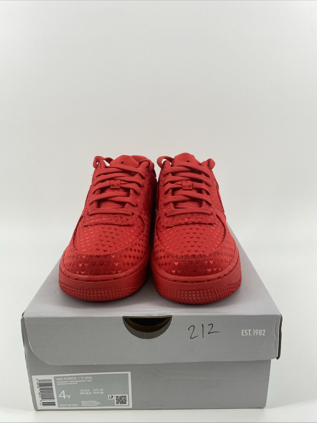 NEW Size 4Y Nike GS Air Force 1 Valentine's Day University Red IQ2748-600