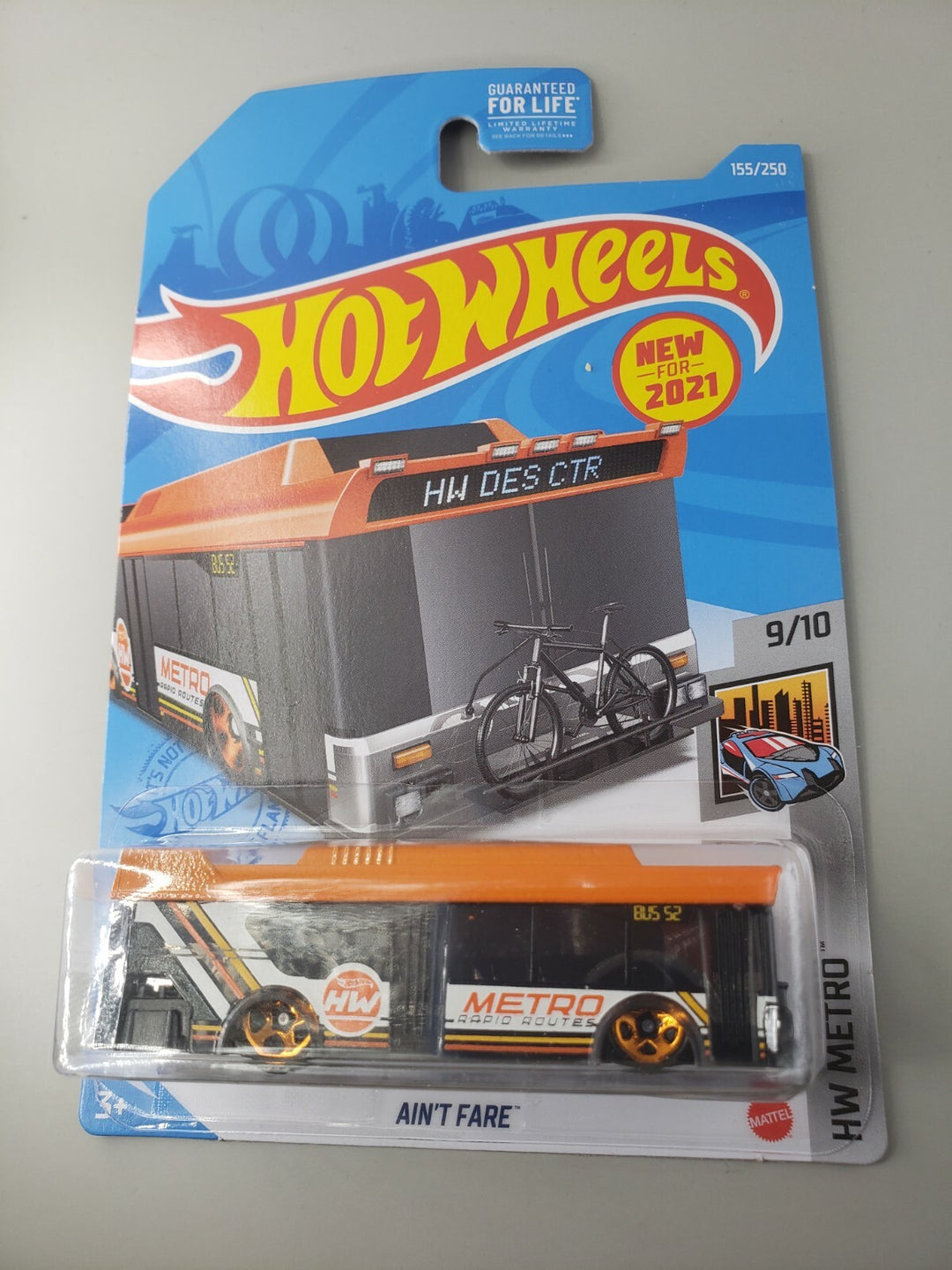 NEW 2021 Hot Wheels Ain't Fare Black Orange #155 155/250 HW Metro 9/10 Bus