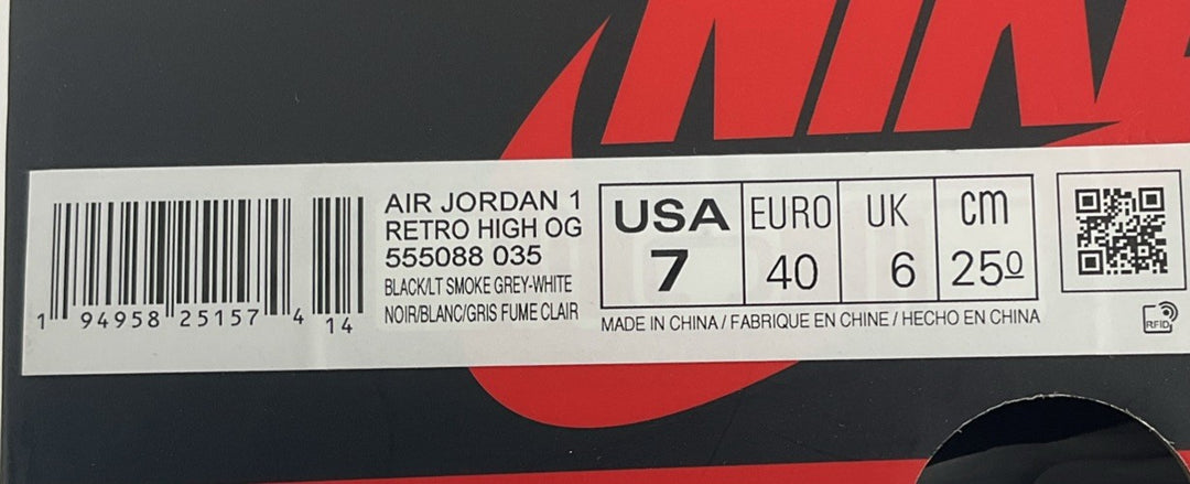 Pre-Owned Size 7 Men Nike Air Jordan 1 Retro High OG Shoes Grey Black 575441-035