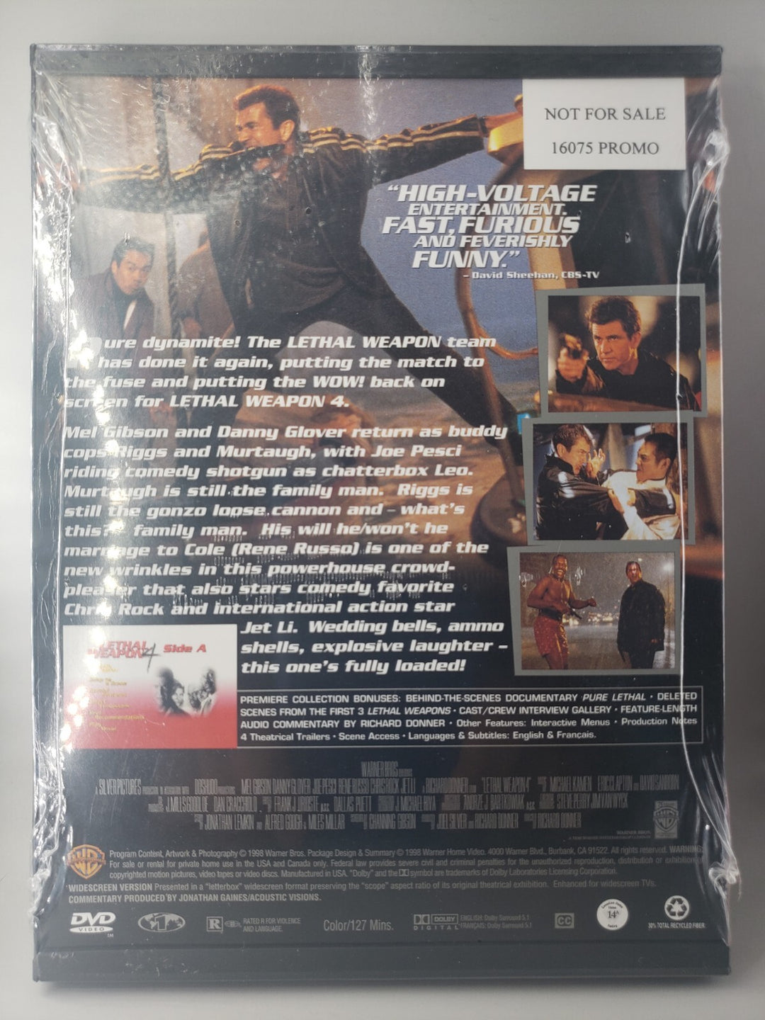 New Sealed Lethal Weapon 4 DVD 1998 Widescreen Mel Gibson Danny Glover Free Ship
