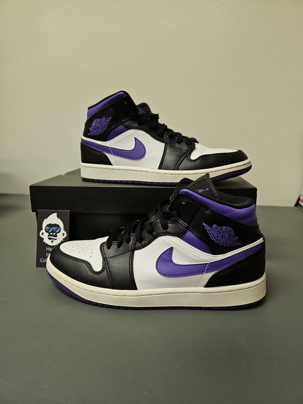 Size 9.5 M Air Jordan 1 Mid Black/dark Iris White Noir/ Blanc/iris Foncee