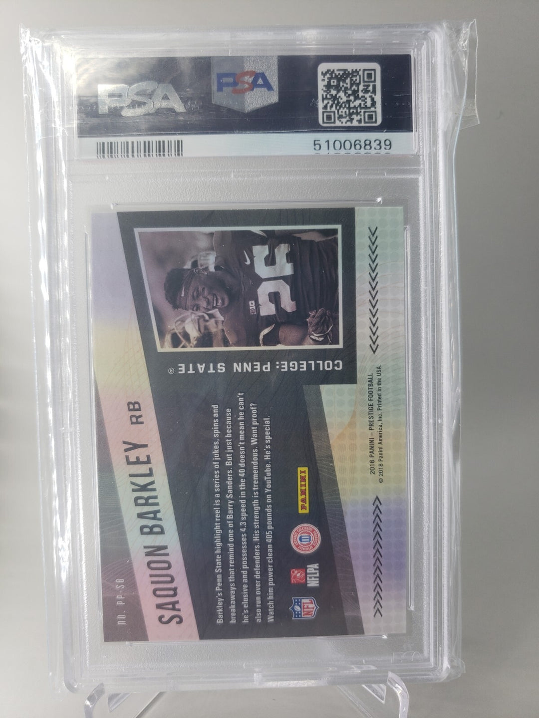 2018 Prestige NFL Passport Insert #PP-SB Saquon Barkley RC PSA 10 PSA (Low Pop)