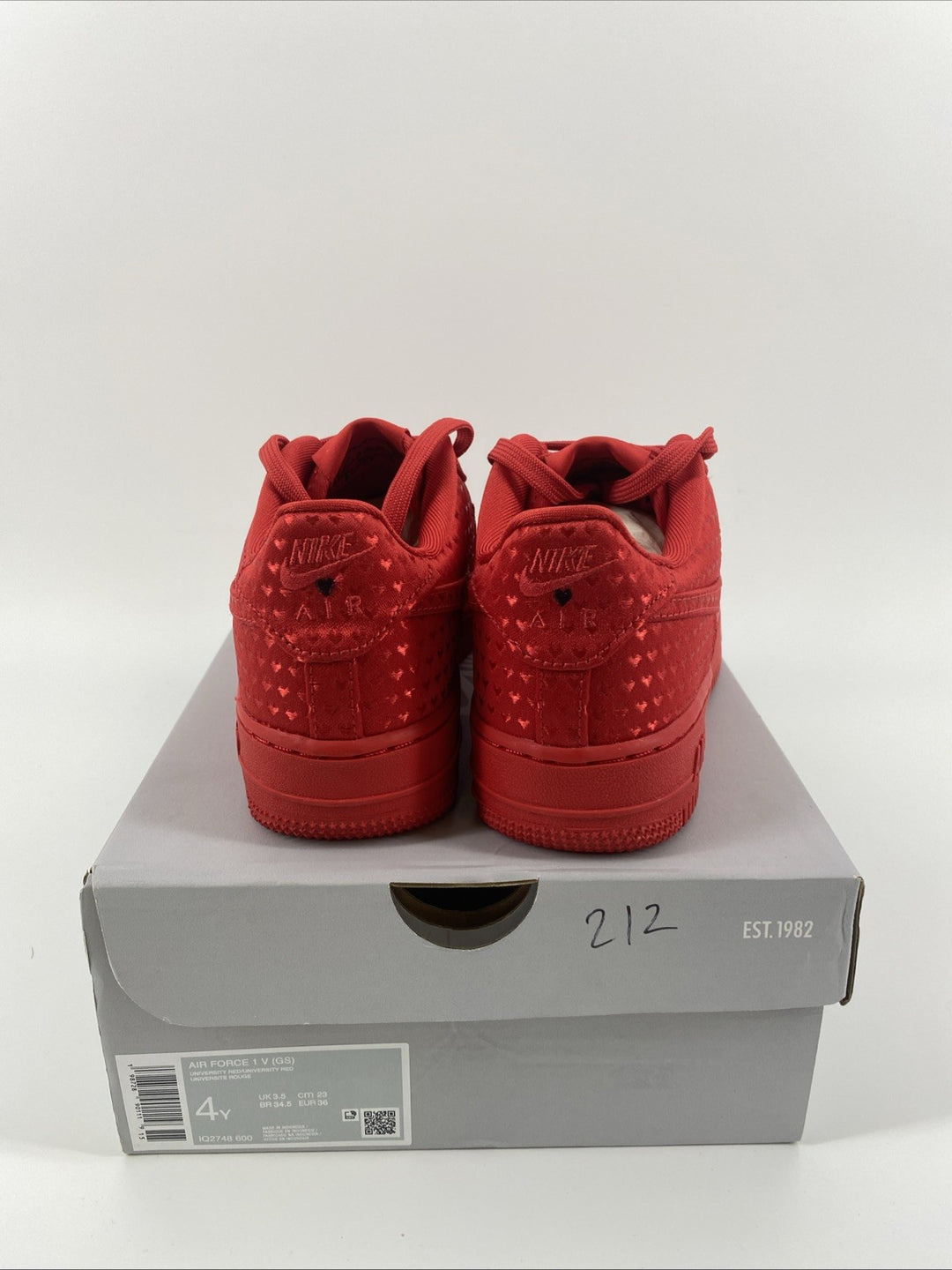 NEW Size 4Y Nike GS Air Force 1 Valentine's Day University Red IQ2748-600