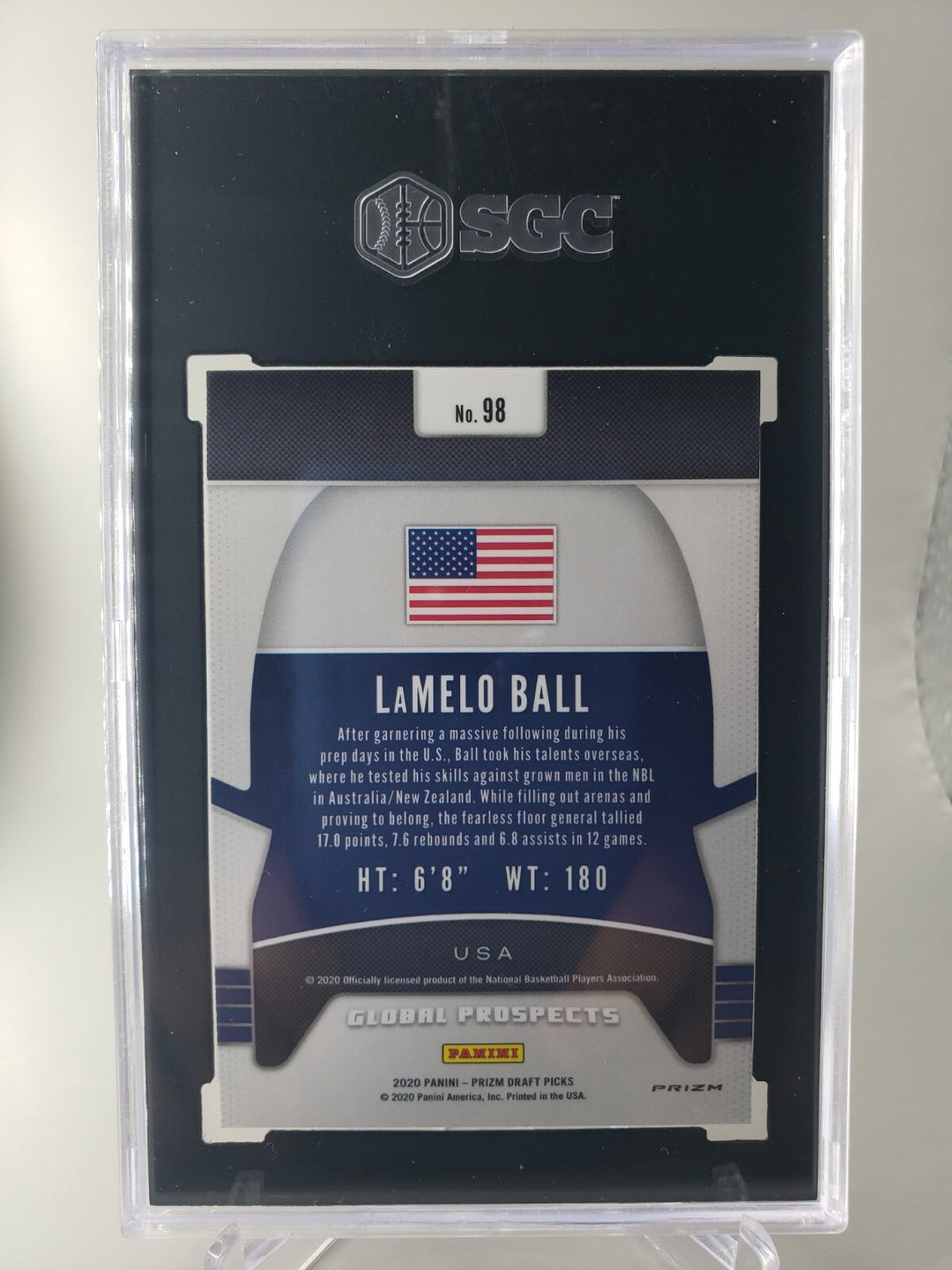 LaMelo Ball 2020 Panini Prizm D.P. Global Prospect Red Ice Prism SGC 10 Gem Mint