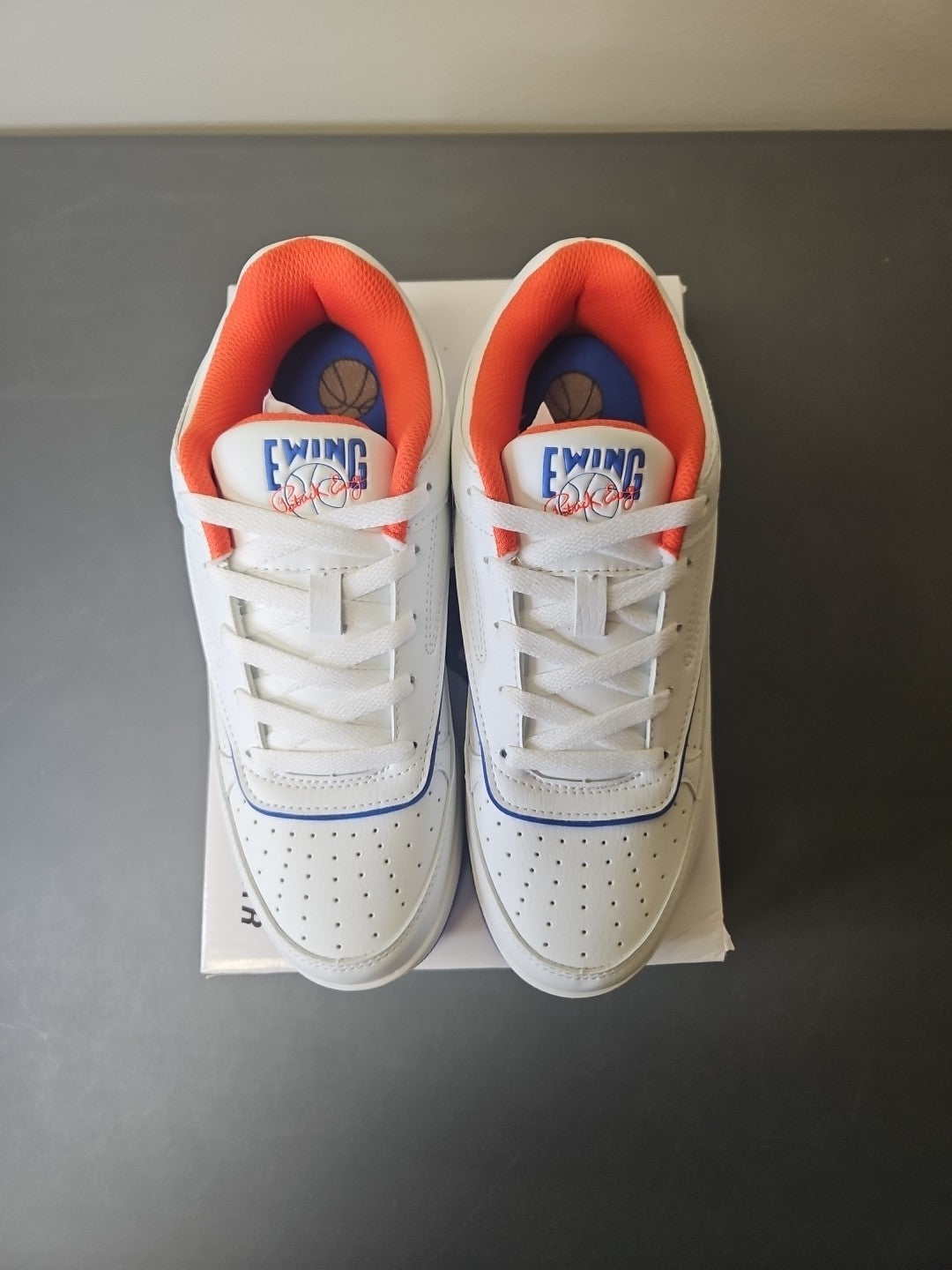 NEW Size 7 Men's Patrick Ewing  Orion Low White/Royal/Orange Shoes 1RBE005-132