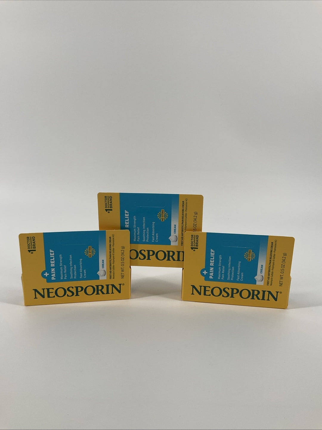 Neosporin + Pain Relief Antibiotic Cream 0.5 oz Expires 08/2027 Lot of 3