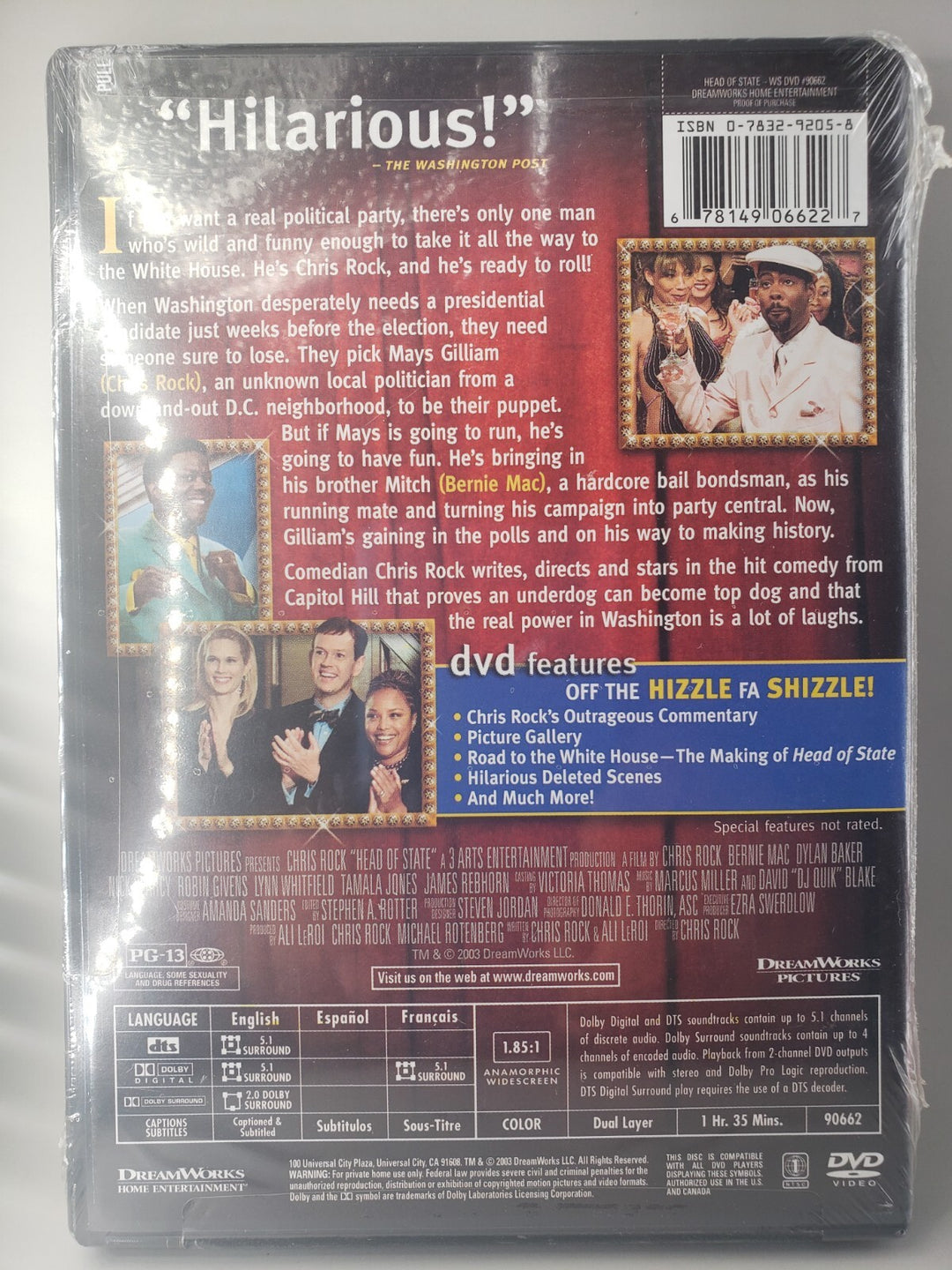 New Sealed DVD Head of State Chris Rock Free Shipping