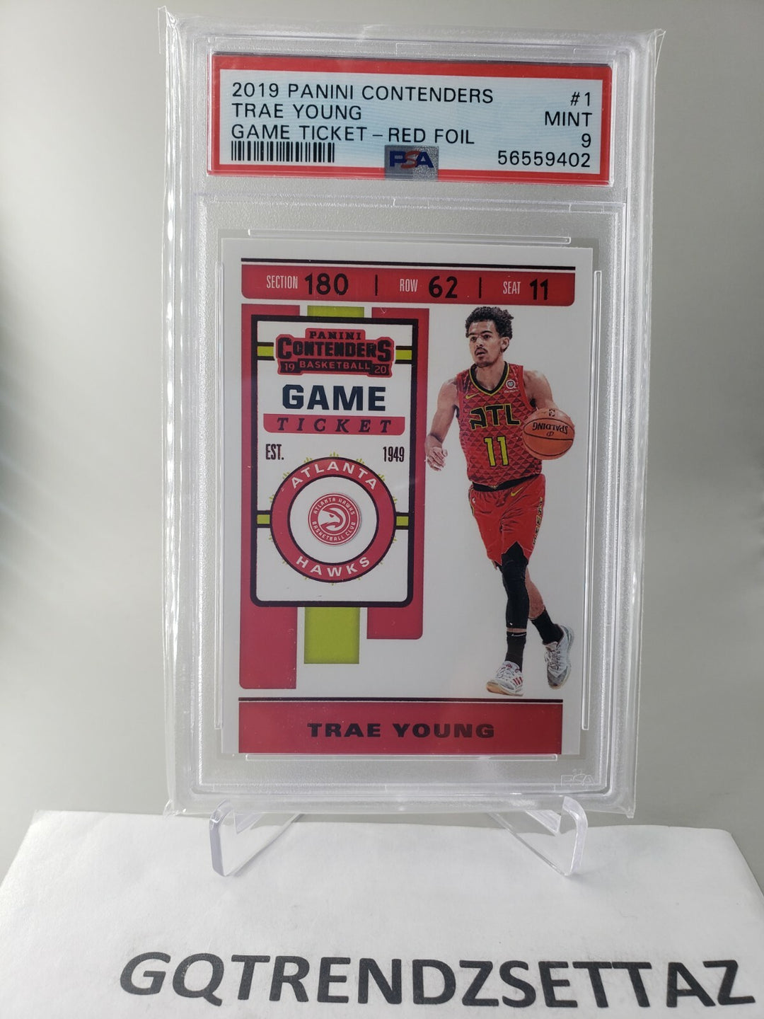 Trae Young 2019 Panini Contenders #1 Game Ticket Red Foil PSA 9 MINT