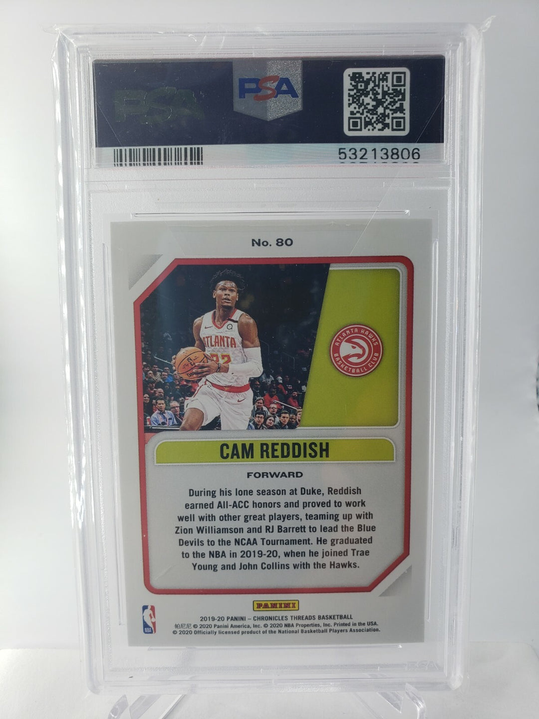 2019 PANINI CHRONICLES CAM REDDISH #80 RC PSA 9 MINT ROOKIE /49 Atlanta Hawks