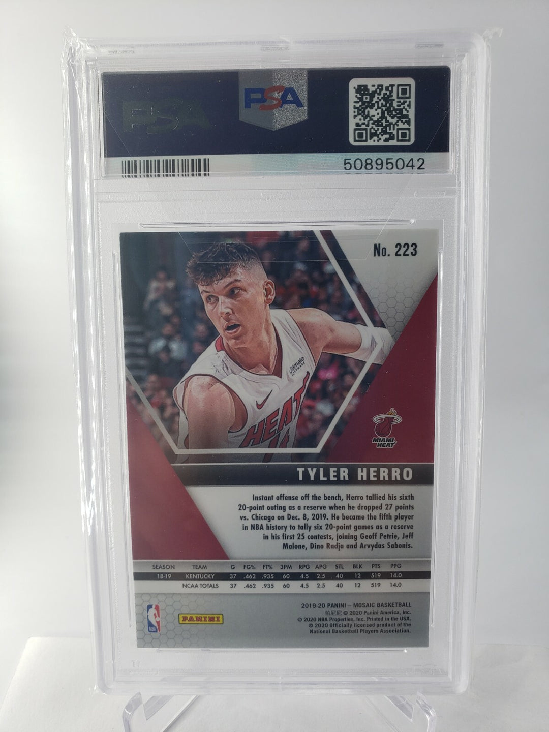 2019-20 Panini Mosaic Tyler Herro RC Rookie Card Miami Heat PSA 9 #223