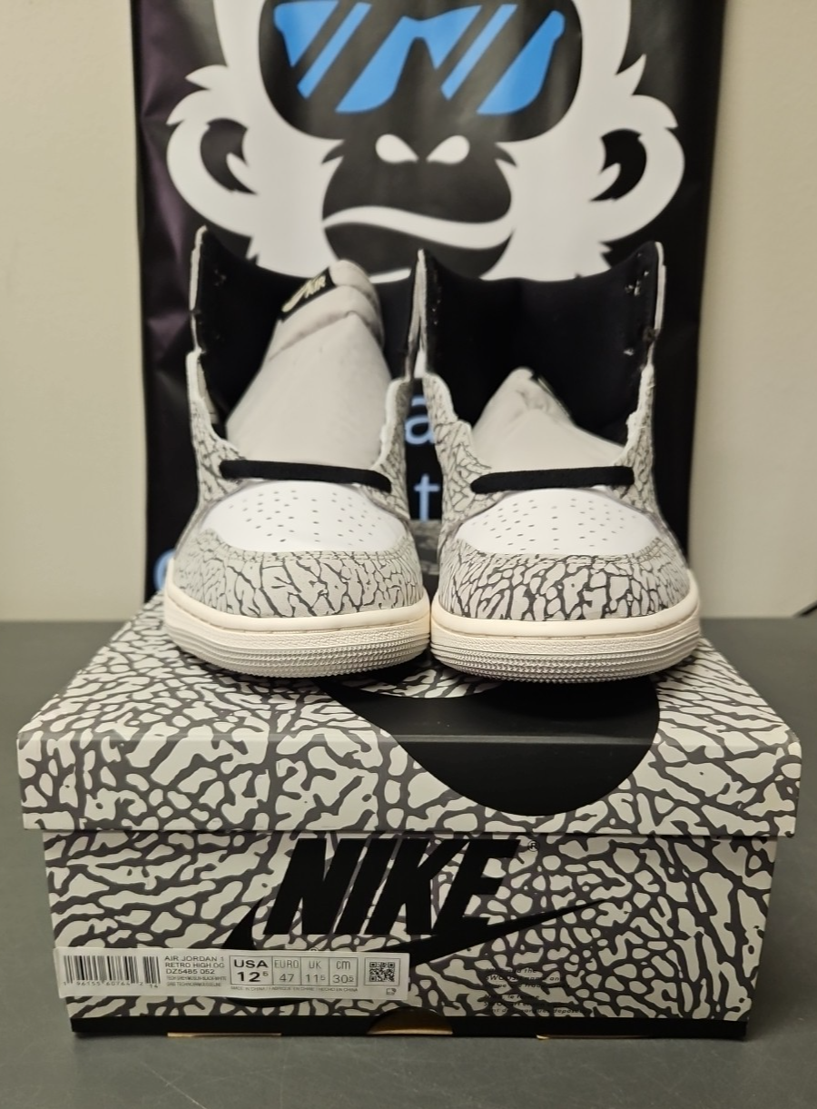 NEW Mens Size 12.5 Nike Air Jordan 1 Retro High OG White Cement Shoes DZ5485-052