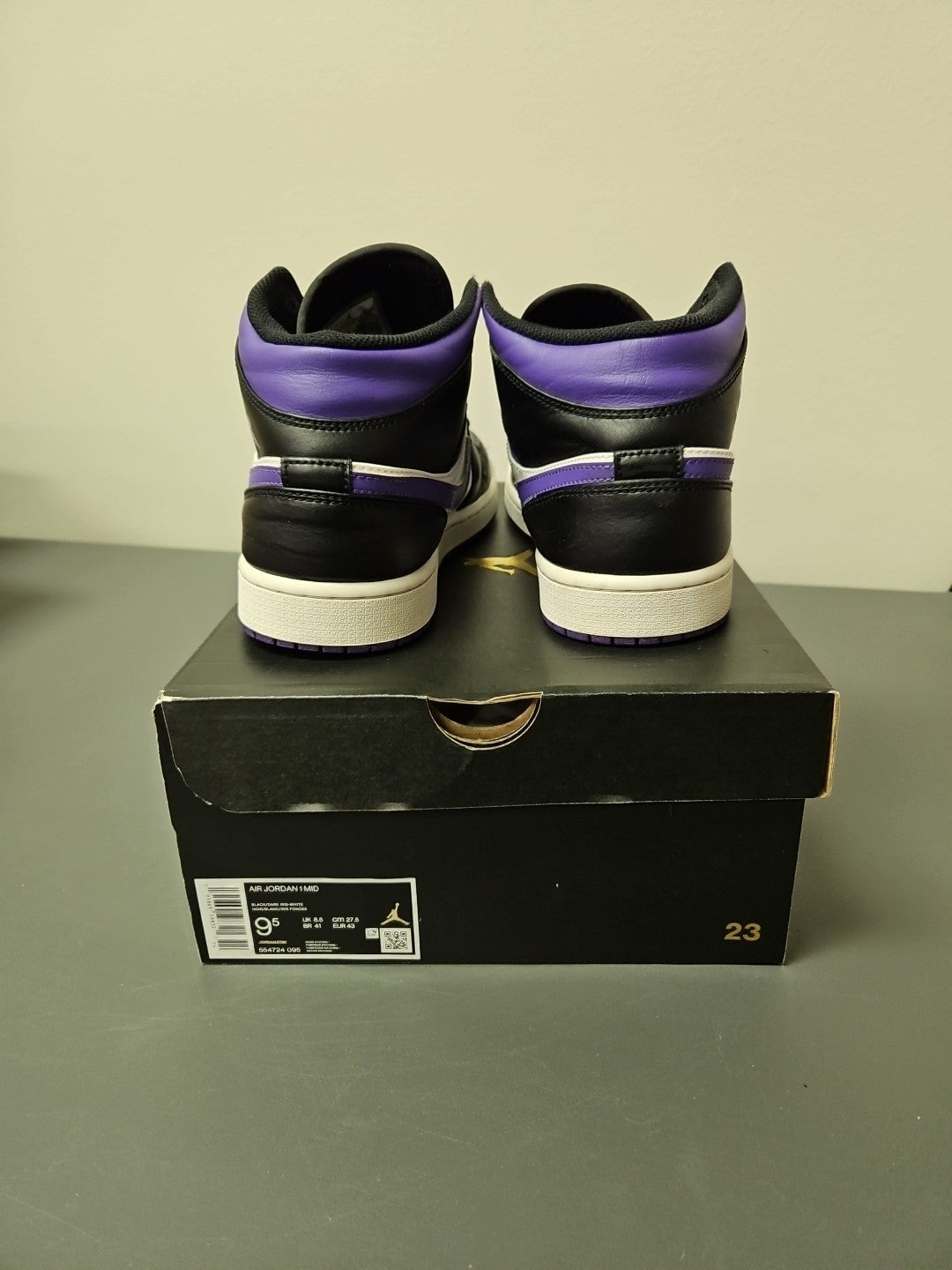 Size 9.5 M Air Jordan 1 Mid Black/dark Iris White Noir/ Blanc/iris Foncee